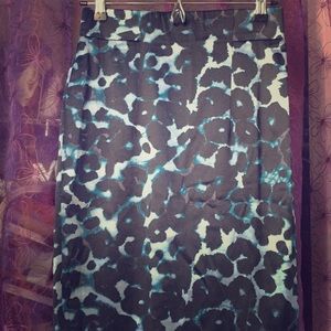 Silk Rorschach ink blot pencil skirt